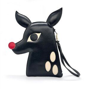 NWOT Patch NYC Rudolph or Black Reindeer w Red Nose Bag/ Wristlet/ Clutch